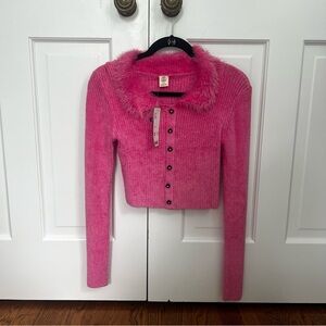 Urban Outfitters Pink Fuzzy Collar Sweater